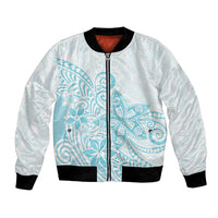 Polynesia Bomber Jacket Plumeria Turquoise Curves LT7 - Wonder Print Shop