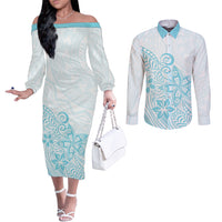 polynesia-couples-matching-off-the-shoulder-long-sleeve-dress-and-long-sleeve-button-shirts-plumeria-turquoise-curves