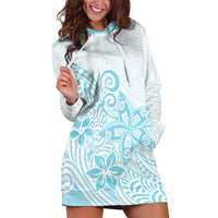 Polynesia Hoodie Dress Plumeria Turquoise Curves - Wonder Print Shop