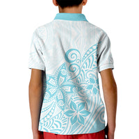 Polynesia Kid Polo Shirt Plumeria Turquoise Curves - Wonder Print Shop