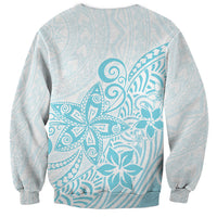 Polynesia Sweatshirt Plumeria Turquoise Curves - Wonder Print Shop