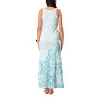 Polynesia Tank Maxi Dress Plumeria Turquoise Curves - Wonder Print Shop