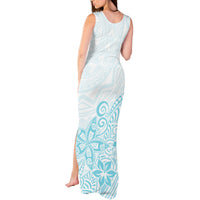 Polynesia Tank Maxi Dress Plumeria Turquoise Curves - Wonder Print Shop
