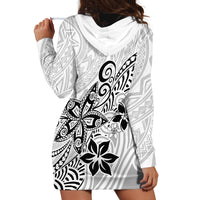 Polynesia Hoodie Dress Plumeria White Curves - Wonder Print Shop