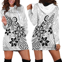 Polynesia Hoodie Dress Plumeria White Curves - Wonder Print Shop