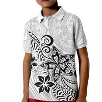 Polynesia Kid Polo Shirt Plumeria White Curves - Wonder Print Shop