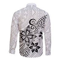 Polynesia Long Sleeve Button Shirt Plumeria White Curves - Wonder Print Shop