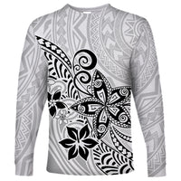 Polynesia Long Sleeve Shirt Plumeria White Curves - Wonder Print Shop
