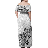 Polynesia Off Shoulder Maxi Dress Plumeria White Curves - Wonder Print Shop