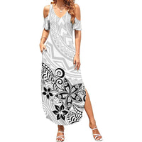Polynesia Summer Maxi Dress Plumeria White Curves - Wonder Print Shop