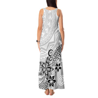 Polynesia Tank Maxi Dress Plumeria White Curves - Wonder Print Shop