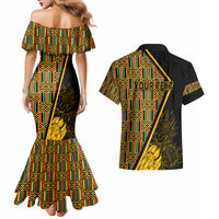 Personalised South African Heritage Day Couples Matching Mermaid Dress and Hawaiian Shirt Kente Ethnic Patterns Mix Protea LT7 - Wonder Print Shop