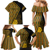 Personalised South African Heritage Day Family Matching Mermaid Dress and Hawaiian Shirt Kente Ethnic Patterns Mix Protea LT7 - Wonder Print Shop