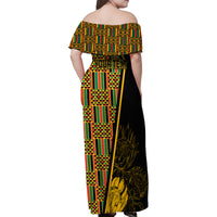 Personalised South African Heritage Day Family Matching Off Shoulder Maxi Dress and Hawaiian Shirt Kente Ethnic Patterns Mix Protea LT7 - Wonder Print Shop