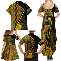 Personalised South African Heritage Day Family Matching Summer Maxi Dress and Hawaiian Shirt Kente Ethnic Patterns Mix Protea - Wonder Print Shop