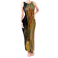 Personalised South African Heritage Day Tank Maxi Dress Kente Ethnic Patterns Mix Protea - Wonder Print Shop