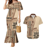 Samoa Siapo Motif Couples Matching Mermaid Dress and Hawaiian Shirt Classic Style LT7 - Wonder Print Shop