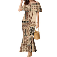 Samoa Siapo Motif Family Matching Mermaid Dress and Hawaiian Shirt Classic Style LT7 - Wonder Print Shop