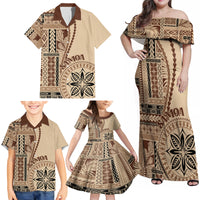 Samoa Siapo Motif Family Matching Off Shoulder Maxi Dress and Hawaiian Shirt Classic Style LT7 - Wonder Print Shop