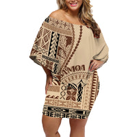 Samoa Siapo Motif Family Matching Off Shoulder Short Dress and Hawaiian Shirt Classic Style LT7 - Wonder Print Shop