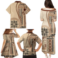 Samoa Siapo Motif Family Matching Puletasi Dress and Hawaiian Shirt Classic Style - Wonder Print Shop