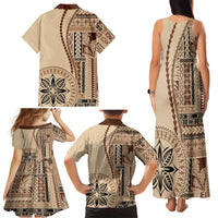 Samoa Siapo Motif Family Matching Tank Maxi Dress and Hawaiian Shirt Classic Style - Wonder Print Shop