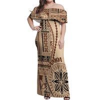 Samoa Siapo Motif Off Shoulder Maxi Dress Classic Style - Wonder Print Shop