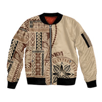 Samoa Siapo Motif Sleeve Zip Bomber Jacket Classic Style - Wonder Print Shop