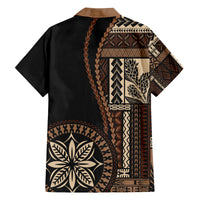 Samoa Siapo Motif Family Matching Long Sleeve Bodycon Dress and Hawaiian Shirt Classic Style - Black Ver LT7 - Wonder Print Shop