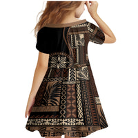 Samoa Siapo Motif Family Matching Mermaid Dress and Hawaiian Shirt Classic Style - Black Ver LT7 - Wonder Print Shop