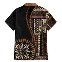 Samoa Siapo Motif Family Matching Mermaid Dress and Hawaiian Shirt Classic Style - Black Ver LT7 - Wonder Print Shop