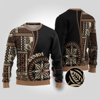 Samoa Siapo Motif Ugly Christmas Sweater Classic Style - Black Ver - Wonder Print Shop