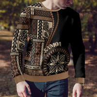 Samoa Siapo Motif Ugly Christmas Sweater Classic Style - Black Ver - Wonder Print Shop