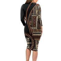 Samoa Siapo Motif Long Sleeve Bodycon Dress Classic Style - Black Ver - Wonder Print Shop