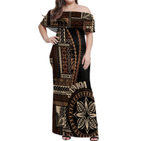 Samoa Siapo Motif Off Shoulder Maxi Dress Classic Style - Black Ver - Wonder Print Shop