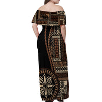 Samoa Siapo Motif Off Shoulder Maxi Dress Classic Style - Black Ver - Wonder Print Shop