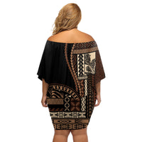 Samoa Siapo Motif Off Shoulder Short Dress Classic Style - Black Ver - Wonder Print Shop