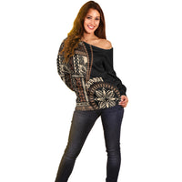 Samoa Siapo Motif Off Shoulder Sweater Classic Style - Black Ver - Wonder Print Shop