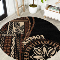samoa-siapo-motif-round-carpet-classic-style-black-ver
