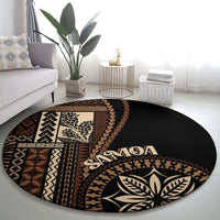 samoa-siapo-motif-round-carpet-classic-style-black-ver