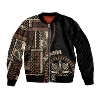 Samoa Siapo Motif Sleeve Zip Bomber Jacket Classic Style - Black Ver - Wonder Print Shop