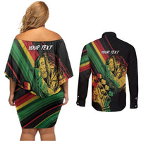 Personalised Reggae Couples Matching Off Shoulder Short Dress and Long Sleeve Button Shirt Live The Way You Love LT7 - Wonder Print Shop