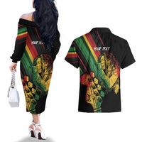 Personalised Reggae Couples Matching Off The Shoulder Long Sleeve Dress and Hawaiian Shirt Live The Way You Love LT7 - Wonder Print Shop