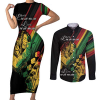 Personalised Reggae Couples Matching Short Sleeve Bodycon Dress and Long Sleeve Button Shirt Live The Way You Love LT7 - Wonder Print Shop