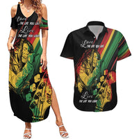 Personalised Reggae Couples Matching Summer Maxi Dress and Hawaiian Shirt Live The Way You Love LT7 - Wonder Print Shop