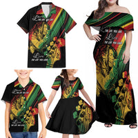 Personalised Reggae Family Matching Off Shoulder Maxi Dress and Hawaiian Shirt Live The Way You Love LT7 - Wonder Print Shop