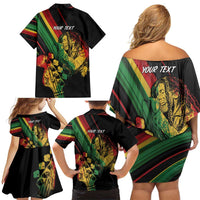 Personalised Reggae Family Matching Off Shoulder Short Dress and Hawaiian Shirt Live The Way You Love LT7 - Wonder Print Shop