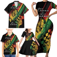 Personalised Reggae Family Matching Short Sleeve Bodycon Dress and Hawaiian Shirt Live The Way You Love - Wonder Print Shop