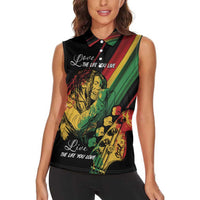 Personalised Reggae Women Sleeveless Polo Shirt Live The Way You Love - Wonder Print Shop