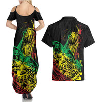 Personalised Reggae Jawaiian Festive Couples Matching Summer Maxi Dress and Hawaiian Shirt Mix Polynesian LT7 - Wonder Print Shop
